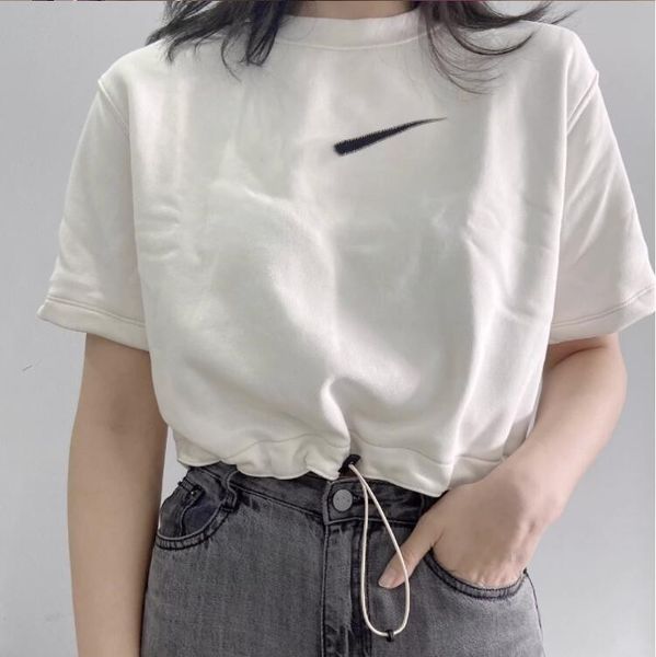 summer women embroidery logo t-shirt high waist short tees ladies sports breathable leisure t shirts short sleeve, White
summer women embroidery logo t-shirt high waist short tees ladies sports breathable leisure t shirts short sleeve, White