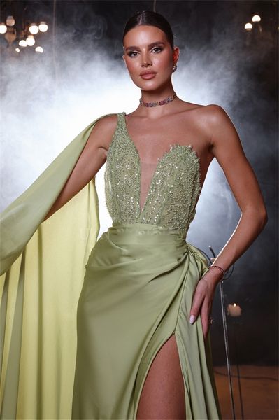 evening dresses one shoulder bead side split mermaid special occasion dress with cape draped sweep train females pageant gowns, Black;red
evening dresses one shoulder bead side split mermaid special occasion dress with cape draped sweep train females pageant gowns, Black;red