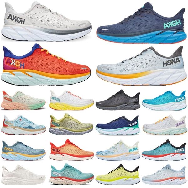 Image of Hoka One One clifton 8 Athletic Shoes Runner Hokas Carbon x2 Triple Black White Light Blue Outdoor Designer Trainers Lifestyle Shock