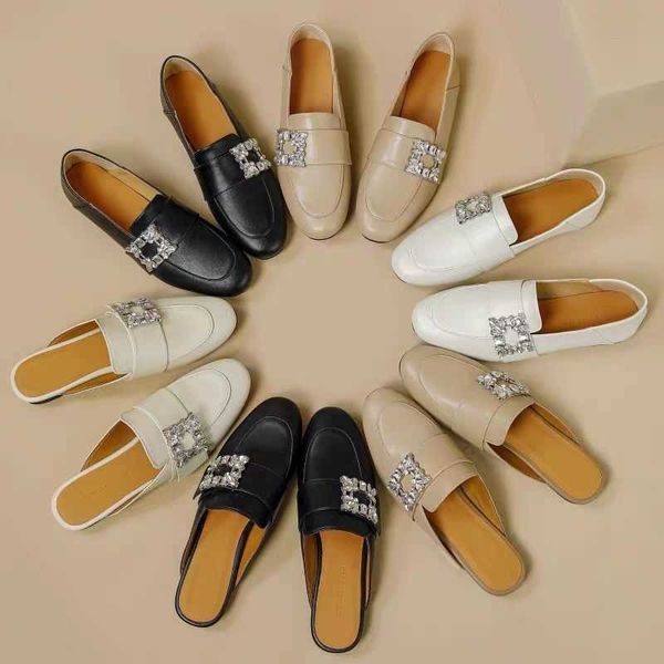 baotou half slippers for women wearing 2023 new rhinestone buckle genuine leather sandals without heels rv lazy shoes flat soled muller shoe, Black
baotou half slippers for women wearing 2023 new rhinestone buckle genuine leather sandals without heels rv lazy shoes flat soled muller shoe, Black