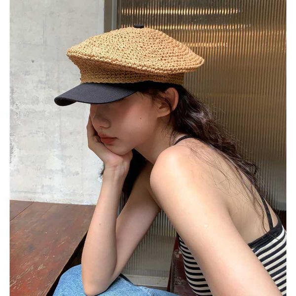 berets french romantic handmade straw beret caps spring and summer vacation stitching personality crochet octagonal navy hats women z0616, Blue;gray
berets french romantic handmade straw beret caps spring and summer vacation stitching personality crochet octagonal navy hats women z0616, Blue;gray