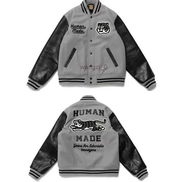 men's jackets human made green jacket men women thick tiger embroidery leather sleeve baseball uniform 1 e7ih, Black;brown
men's jackets human made green jacket men women thick tiger embroidery leather sleeve baseball uniform 1 e7ih, Black;brown