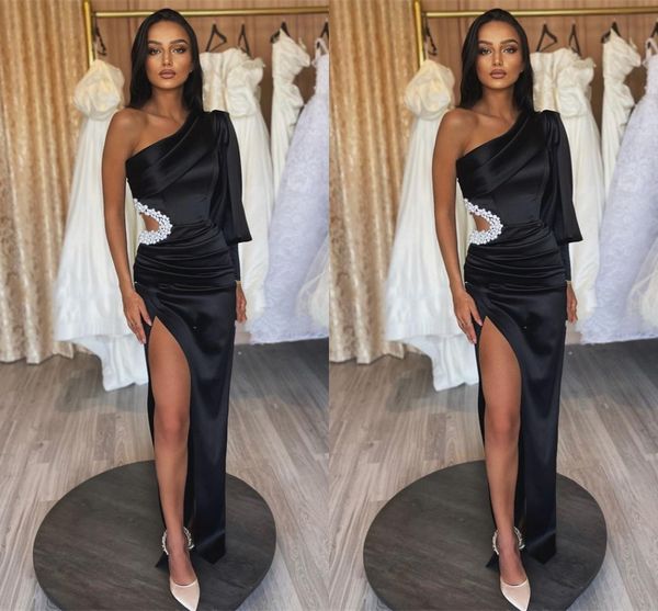 2023 black women evening formal dresses one shoulder pearls beads puff sleeves silt sheath satin prom pageant gowns robe de soiree, Black;red
2023 black women evening formal dresses one shoulder pearls beads puff sleeves silt sheath satin prom pageant gowns robe de soiree, Black;red