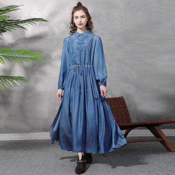 temperamental silk denim dress women 2023 autumn embroidery cheongsam drawstring waist modified long dress a82361, Black;gray
temperamental silk denim dress women 2023 autumn embroidery cheongsam drawstring waist modified long dress a82361, Black;gray