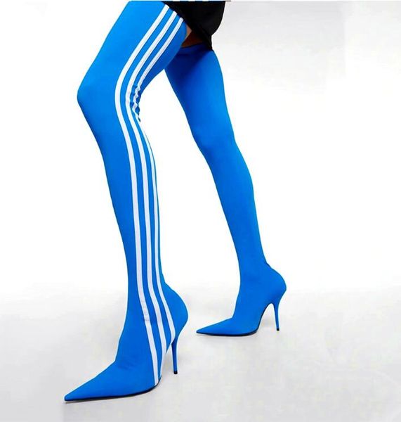 2023 fall winter fabric stretch boots colorful thin high heeled long strip boot shoes, Black
2023 fall winter fabric stretch boots colorful thin high heeled long strip boot shoes, Black