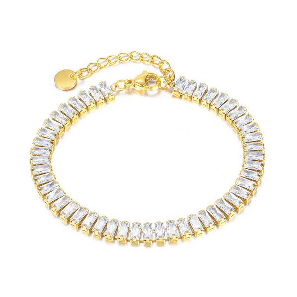 korean jewelry tarnish waterproof 18k gold plated stainless steel baguette square diamond tennis bracelet women, Silver 
korean jewelry tarnish waterproof 18k gold plated stainless steel baguette square diamond tennis bracelet women, Silver