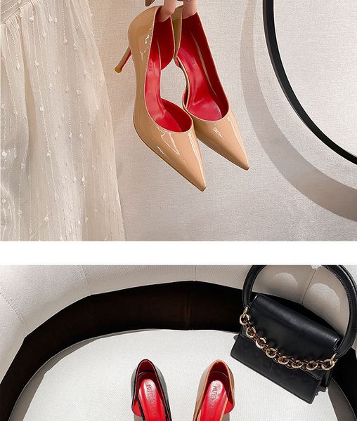 2023 spring new nude pointy patent leather side empty high heels female stiletto temperament sexy, Black
2023 spring new nude pointy patent leather side empty high heels female stiletto temperament sexy, Black