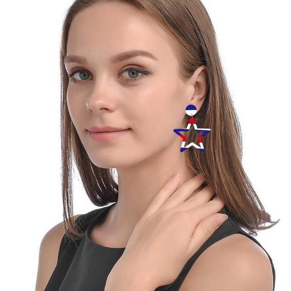 american independence day red white blue stripe texas love pentagram usa earrings, Silver
american independence day red white blue stripe texas love pentagram usa earrings, Silver
