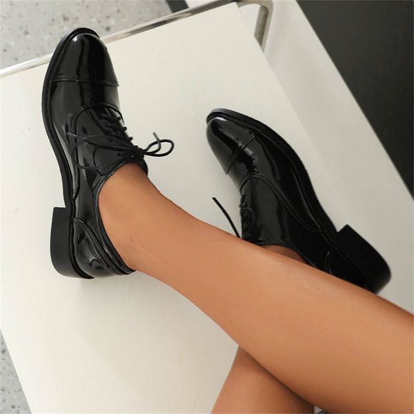 women shoes 2023 spring new patent leather lace-up square heel low heels loafers 40-43 round head casual shoes dropshopping, Black
women shoes 2023 spring new patent leather lace-up square heel low heels loafers 40-43 round head casual shoes dropshopping, Black