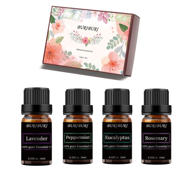 buriburi essential oil set - set of 4 - lavender, rosemary, peppermint, eucalyptus (essential oils 4 x 10ml, 100% pure diffuser oils for mas
buriburi essential oil set - set of 4 - lavender, rosemary, peppermint, eucalyptus (essential oils 4 x 10ml, 100% pure diffuser oils for mas