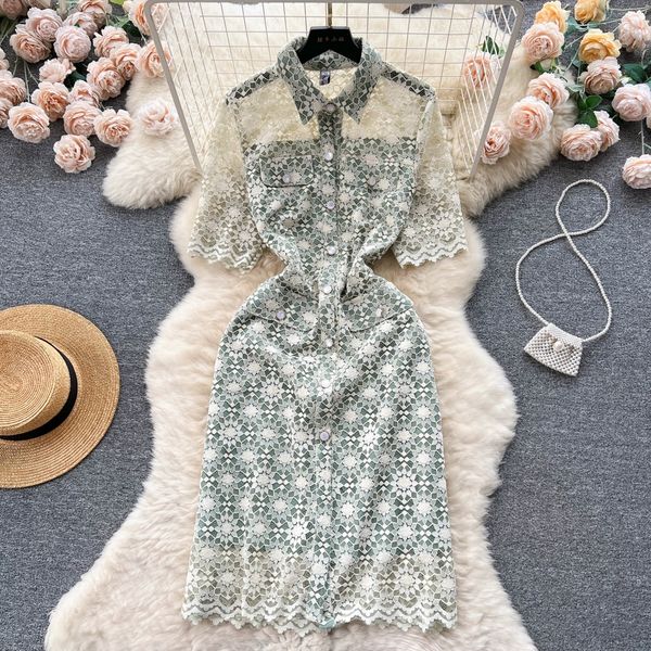 summer french vintage elegant polo neck short sleeve lace hooked flower waist show thin temperament celebrity style dress, Black;gray
summer french vintage elegant polo neck short sleeve lace hooked flower waist show thin temperament celebrity style dress, Black;gray