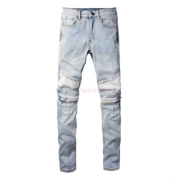 designer clothing amires jeans denim pants amies high street panel leather punk motorcycle made old wash slim fit small feet fashion for men, Blue
designer clothing amires jeans denim pants amies high street panel leather punk motorcycle made old wash slim fit small feet fashion for men, Blue