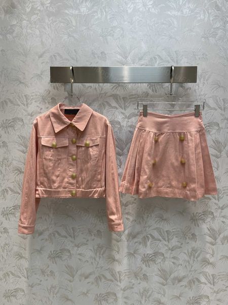 23ss womens designer clothing skirt set solid denim long sleeve short jacket high waist pleated half skirt sets womens clothing, White
23ss womens designer clothing skirt set solid denim long sleeve short jacket high waist pleated half skirt sets womens clothing, White