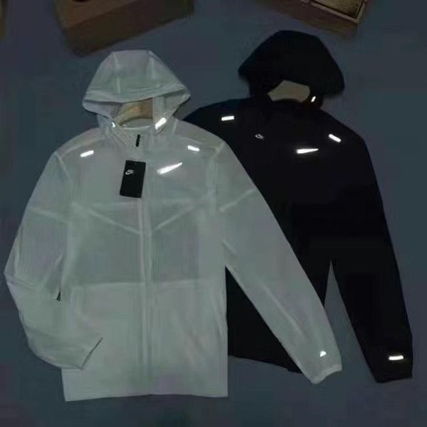 

men jacket designer windbreaker coats mens nylon Long sleeve zipper quality tops thin hooded sportswear loose outdoor Active jogging woman jacket sweatshirt, White