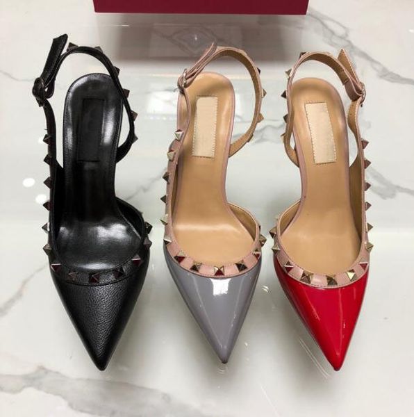 pointed toe rivet sandals fashion women pumps casual designer gold matt leather studded spikes slingback high heels shoes, Black
pointed toe rivet sandals fashion women pumps casual designer gold matt leather studded spikes slingback high heels shoes, Black