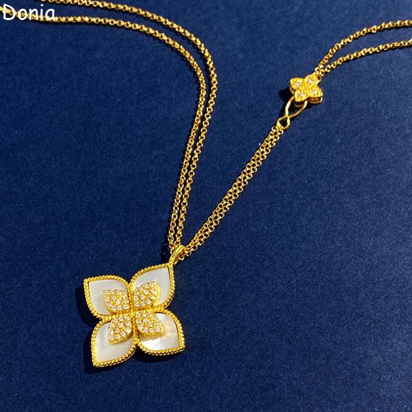donia jewelry luxury necklace european and american fashion shell flower titanium steel micro-inlaid zircon long necklace designer gift acce, Silver
donia jewelry luxury necklace european and american fashion shell flower titanium steel micro-inlaid zircon long necklace designer gift acce, Silver