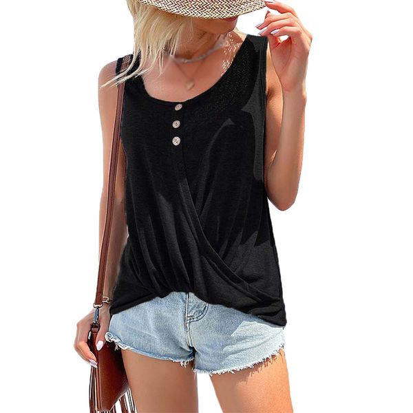ladies summer sleeveless casual baggy tank t-shirt crossover irregular unique t shirts, White
ladies summer sleeveless casual baggy tank t-shirt crossover irregular unique t shirts, White