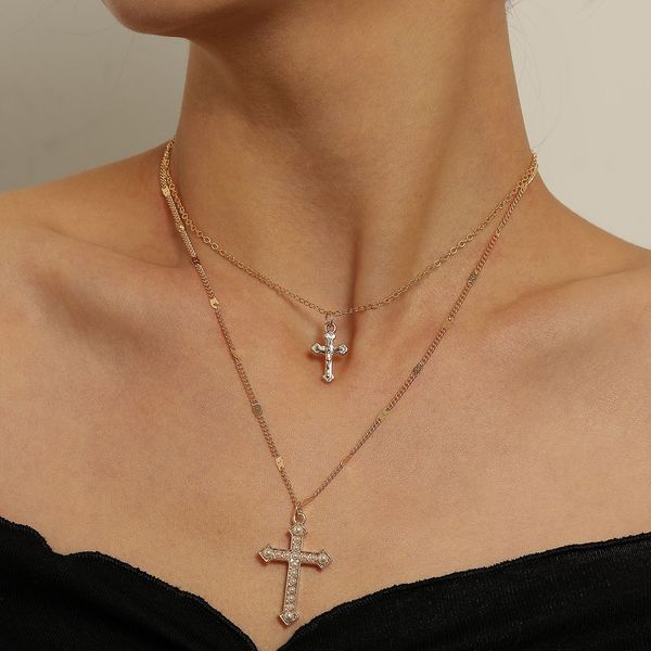 pendant necklace double pearl cross pendant necklace, ladies simple temperament trend jewelry designer necklace fashion multi-layered wholes, Silver
pendant necklace double pearl cross pendant necklace, ladies simple temperament trend jewelry designer necklace fashion multi-layered wholes, Silver