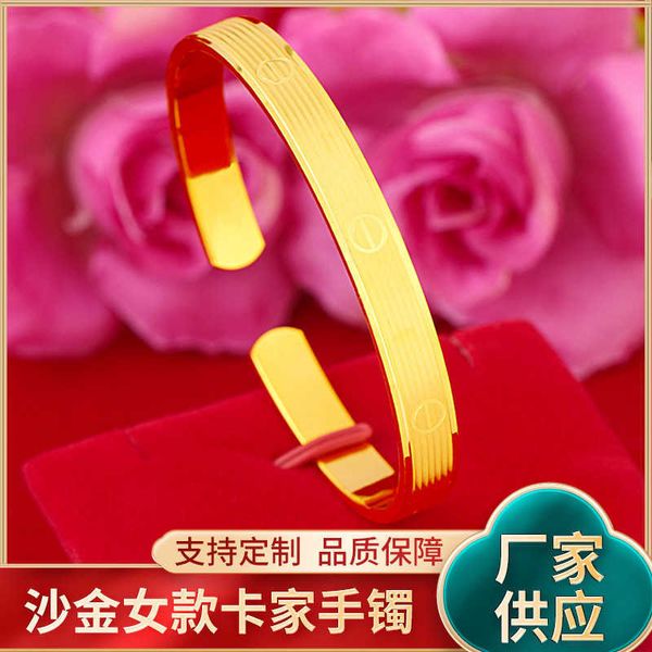 high-quality japanese and korean fashion women's card bracelet thick gold imitation plated vietnamese nansha car flower wave dot, Black
high-quality japanese and korean fashion women's card bracelet thick gold imitation plated vietnamese nansha car flower wave dot, Black