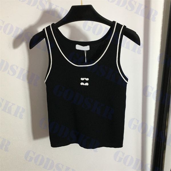 womens t shirt designer embroidered tanks brand ladies knitted summer camisoles two colors, Black;white
womens t shirt designer embroidered tanks brand ladies knitted summer camisoles two colors, Black;white