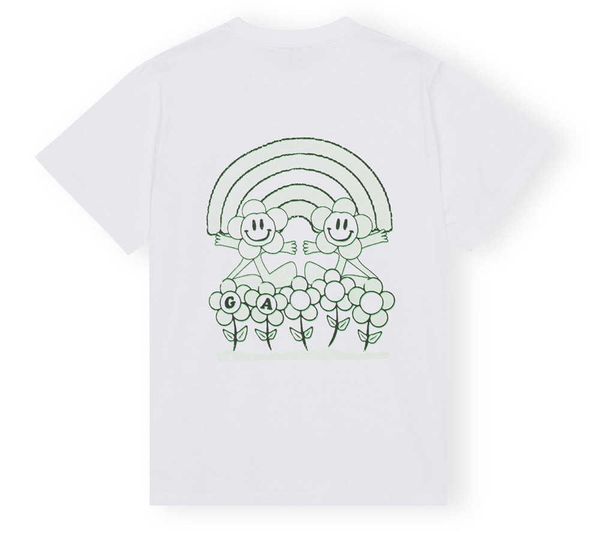 23ss summer new ganni designer t shirt cotton loose and versatile short sleeve printed round neck rainbow small style women fashion, White
23ss summer new ganni designer t shirt cotton loose and versatile short sleeve printed round neck rainbow small style women fashion, White