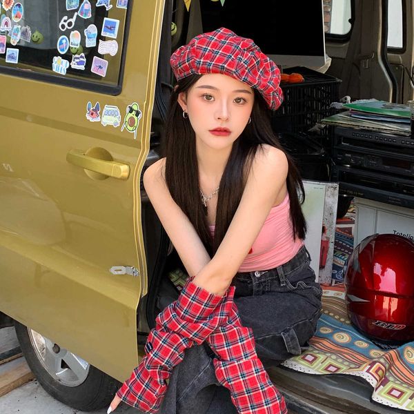 berets korean new style red plaid beret female spring and autumn niche cloud hat ins jellyfish hat summer z0616, Blue;gray
berets korean new style red plaid beret female spring and autumn niche cloud hat ins jellyfish hat summer z0616, Blue;gray
