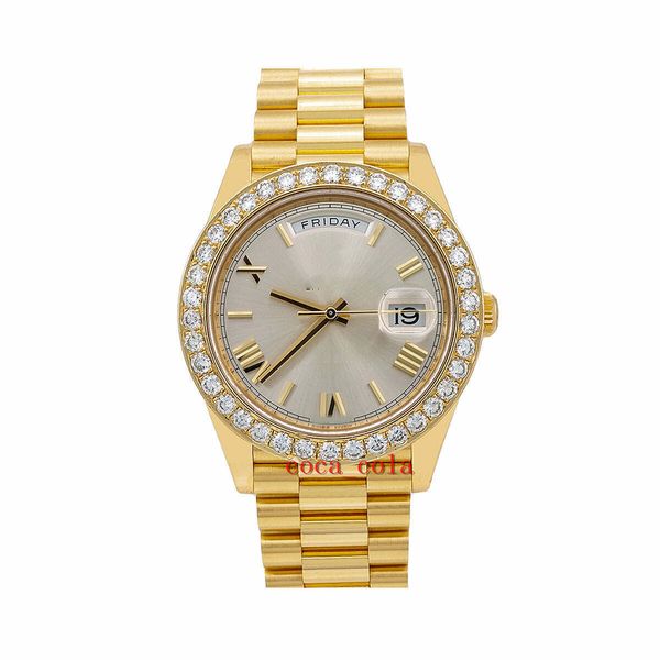 day date 40 watch yellow gold 228238 diamond bezel champagne roman dial sapphire automatic waterproof fashion men's watch, Slivery;brown
day date 40 watch yellow gold 228238 diamond bezel champagne roman dial sapphire automatic waterproof fashion men's watch, Slivery;brown