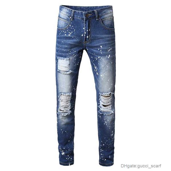 men's jeans spring and autumn new broken hole fashion brand pants loose straight sleeve men, Blue
men's jeans spring and autumn new broken hole fashion brand pants loose straight sleeve men, Blue