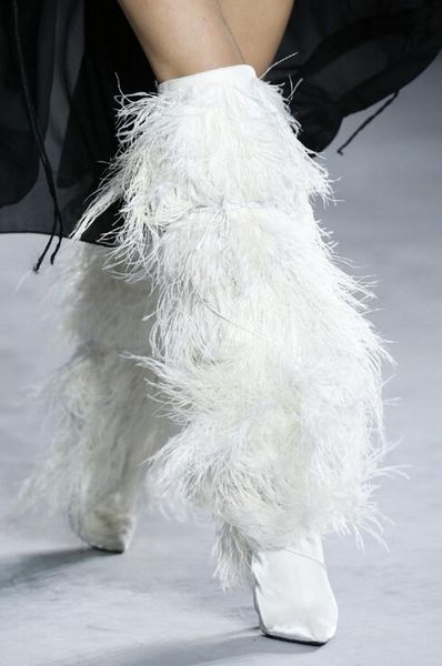 winter t show fur boots for women white black blue fashion high heel lady long boots