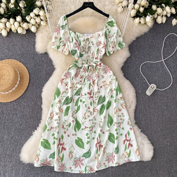 french gentle style fragmented flower dress summer new lace up waist show thin temperament beach resort dress, Black;gray
french gentle style fragmented flower dress summer new lace up waist show thin temperament beach resort dress, Black;gray