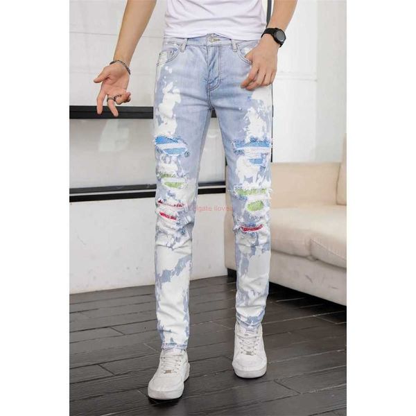 designer clothing amires denim pants amies jeans mens fall new damaged paint scratched holes slim fit straight leg distressed ripped skinny, Blue
designer clothing amires denim pants amies jeans mens fall new damaged paint scratched holes slim fit straight leg distressed ripped skinny, Blue