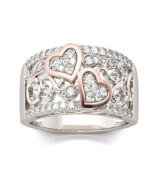 romantic rose gold color double heart rings for women fashion full zircon wedding band finger rings charming women party jewelry2163913, Silver
romantic rose gold color double heart rings for women fashion full zircon wedding band finger rings charming women party jewelry2163913, Silver