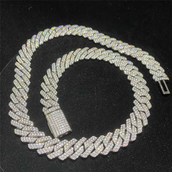 hip hop 12mm 14mm 15mm double row mosan stone set with 925 sterling silver cuban chain real gold plated men's necklace
hip hop 12mm 14mm 15mm double row mosan stone set with 925 sterling silver cuban chain real gold plated men's necklace
