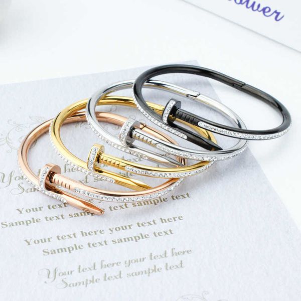 high version new ins wind nail titanium steel inlaid diamond card c colorless bracelet women's light luxury versatile, Black
high version new ins wind nail titanium steel inlaid diamond card c colorless bracelet women's light luxury versatile, Black