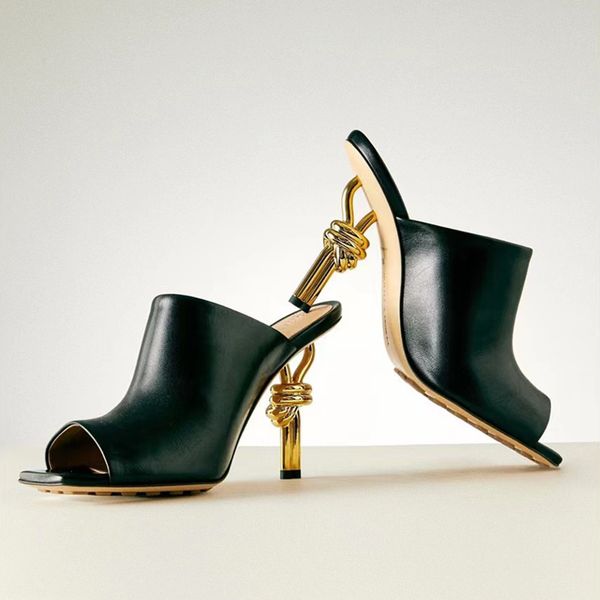 women's leather slippers cowhide slides mule sandals slip on metal stiletto heeled open toe shoes luxury designer high-heeled evening s, Black
women's leather slippers cowhide slides mule sandals slip on metal stiletto heeled open toe shoes luxury designer high-heeled evening s, Black