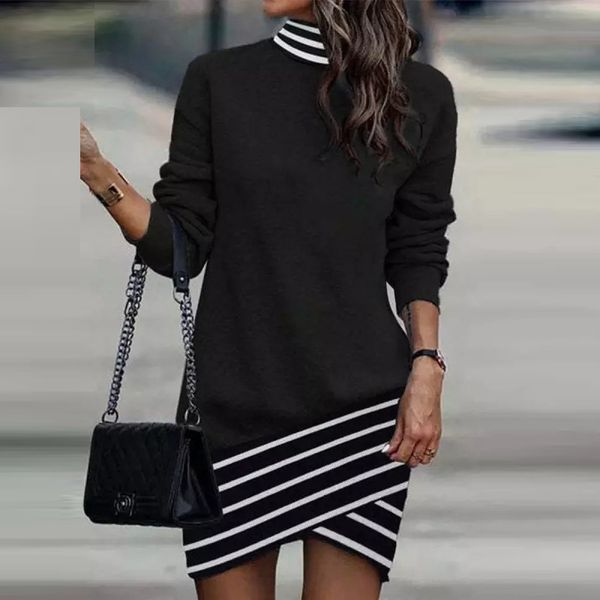 autumn and winter new women's dress in europe and america long sleeve high neck printed irregular women's dress, Black;gray
autumn and winter new women's dress in europe and america long sleeve high neck printed irregular women's dress, Black;gray