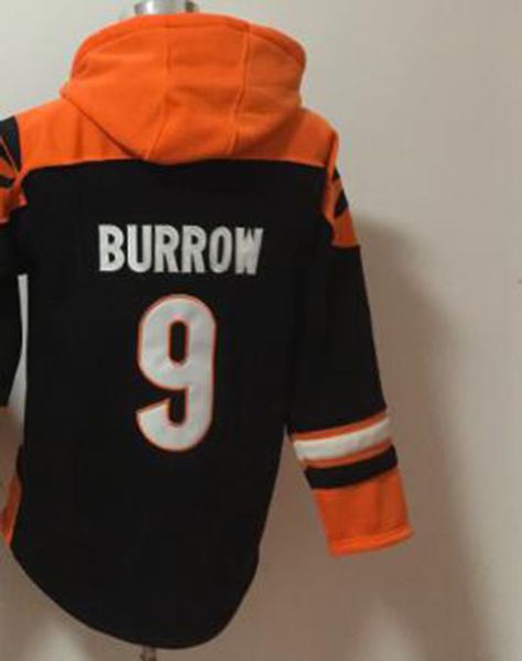 cincinnati #9 joe burrow fans hoodie american football pullover, Black