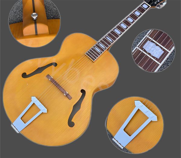 hollow body jazz electric guitar yellow relics work semi-gloss chrome parts long tail without any electronic acoustic wood sounds258
hollow body jazz electric guitar yellow relics work semi-gloss chrome parts long tail without any electronic acoustic wood sounds258