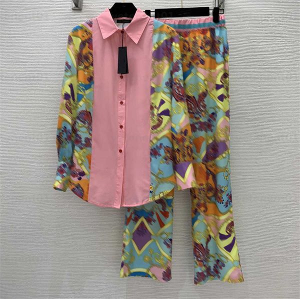 floral pattern two piece set women color blocking lapel lapel long sleeve shirt elastic waist straight wide leg casual pants designer outfit, White
floral pattern two piece set women color blocking lapel lapel long sleeve shirt elastic waist straight wide leg casual pants designer outfit, White