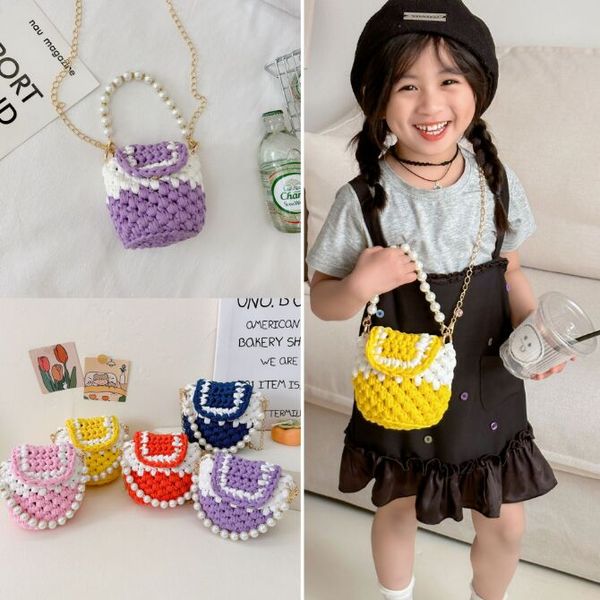children's hand-woven handbag cute princess wind hand handbags girls' straddle tote kids pearl bags, Black
children's hand-woven handbag cute princess wind hand handbags girls' straddle tote kids pearl bags, Black