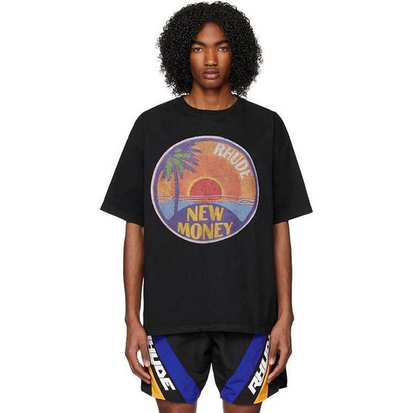 men's t-shirts craftsmanship rhudes summer fashion designer rhude sunset coconut tree letter print american street high loose round nec, White;black
men's t-shirts craftsmanship rhudes summer fashion designer rhude sunset coconut tree letter print american street high loose round nec, White;black