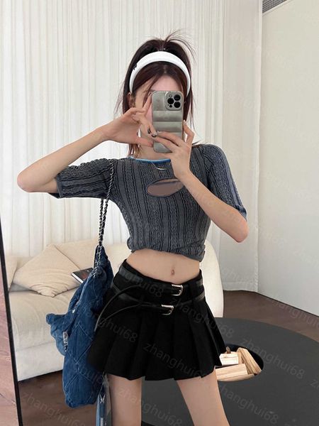 23ss womens knits womens designer clothing round neck hollow denim blue embroidered logo stretch short sleeve knit womens clothes, White
23ss womens knits womens designer clothing round neck hollow denim blue embroidered logo stretch short sleeve knit womens clothes, White