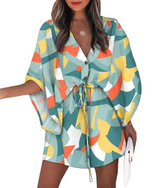 mini dress for ladies summer printed boho dress v-neck bat sleeve tunic dress beach dress, Black;gray
mini dress for ladies summer printed boho dress v-neck bat sleeve tunic dress beach dress, Black;gray