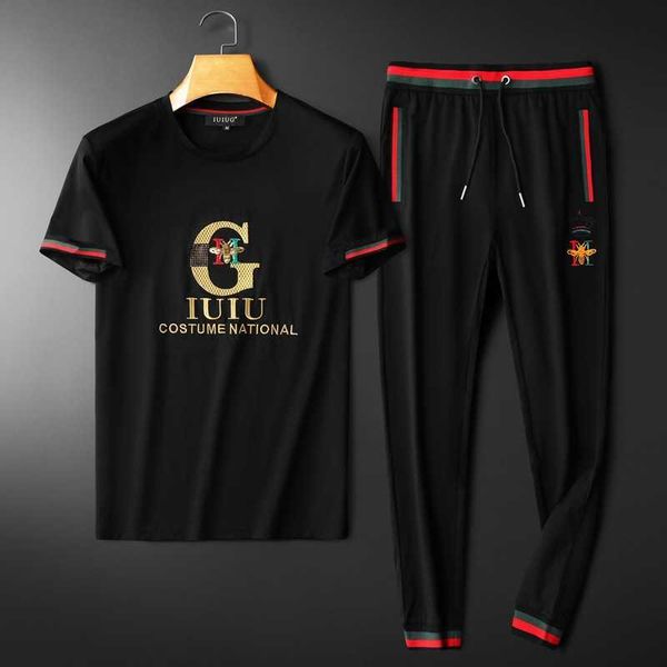 high end men's casual set summer trendy brand little embroidery short sleeved t-shirt sports two-piece, Black
high end men's casual set summer trendy brand little embroidery short sleeved t-shirt sports two-piece, Black