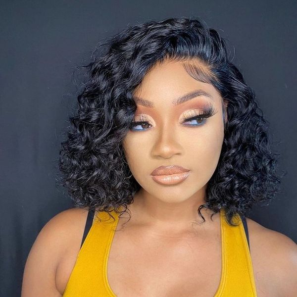 brazilian short curly bob lace front human hair wigs prepluck with baby hair deep wave frontal wig for women water wave lace wig, Black;brown
brazilian short curly bob lace front human hair wigs prepluck with baby hair deep wave frontal wig for women water wave lace wig, Black;brown