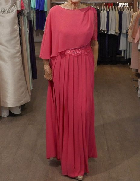 chic coral pink mother of the bride suits floor length bateau neck half sleeves chiffon mother outfits dresses, Black;red
chic coral pink mother of the bride suits floor length bateau neck half sleeves chiffon mother outfits dresses, Black;red