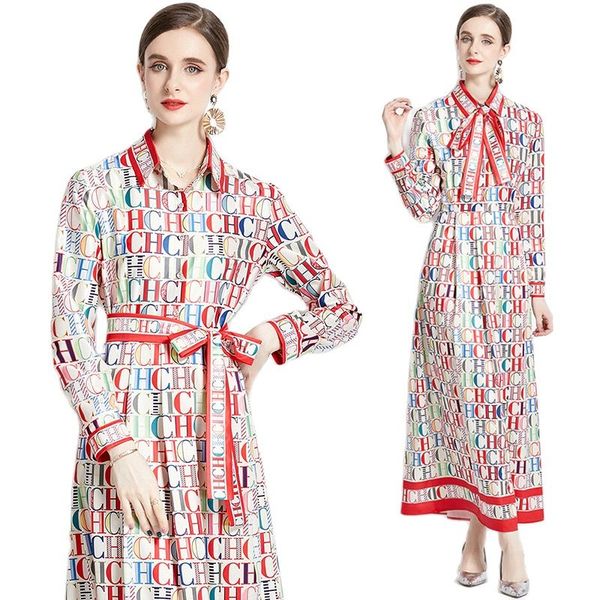 2023 fashion print bow belted maxi dress women designer vacation shirts neck button front slim party tie waist long sleeve dresses ballgown, Black;gray
2023 fashion print bow belted maxi dress women designer vacation shirts neck button front slim party tie waist long sleeve dresses ballgown, Black;gray