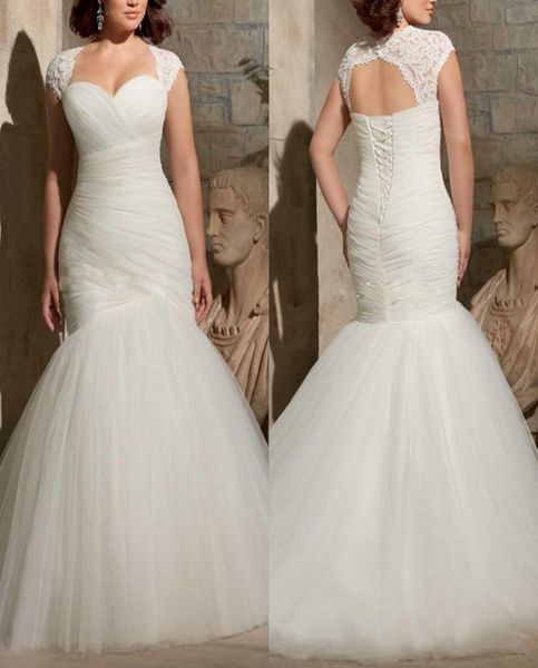 vintage plus size mermaid wedding dresses lace applique pleats trumpet bridal gowns sweep train cap sleeve wedding dress3100912, White
vintage plus size mermaid wedding dresses lace applique pleats trumpet bridal gowns sweep train cap sleeve wedding dress3100912, White