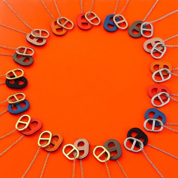 pig nose leather necklace pendant horseshoe buckle colorful cow leather letter necklace women's sweater chain accessories, Silver
pig nose leather necklace pendant horseshoe buckle colorful cow leather letter necklace women's sweater chain accessories, Silver