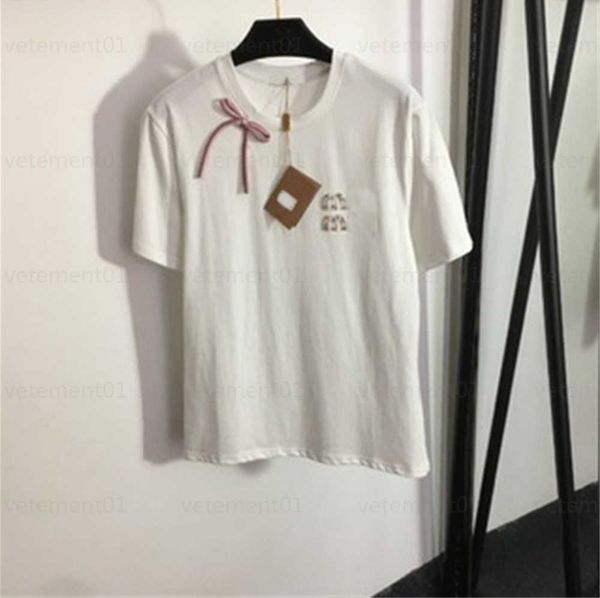 white tshirt women casual designer diamond beaded letters bow decorated loose versatile round neck short-sleeved designers tshirt womens 060
white tshirt women casual designer diamond beaded letters bow decorated loose versatile round neck short-sleeved designers tshirt womens 060